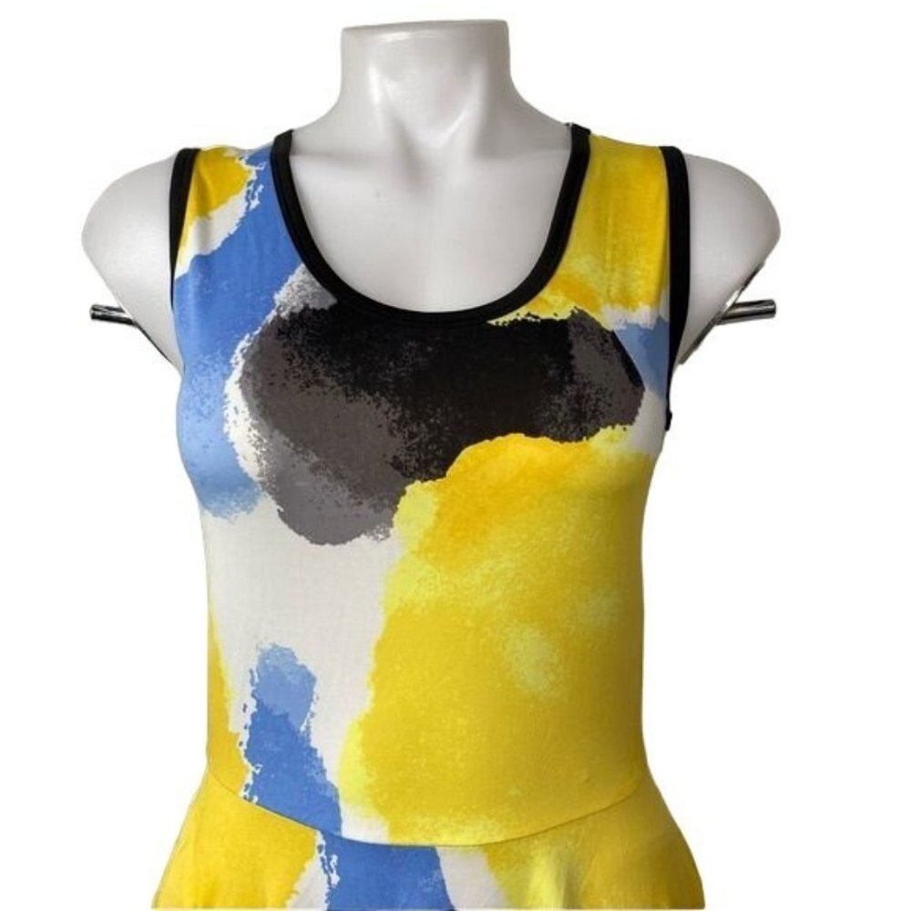 LulaRoe Nicki Dress With Pockets Blue Yellow White Black Maxi Stretchy Dress - Picture 6 of 11